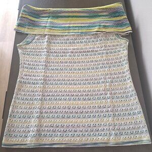 MISSONI Reversible Knit Top Sleeveless Multicolor Stripe Cowl Neck Italy EU 42